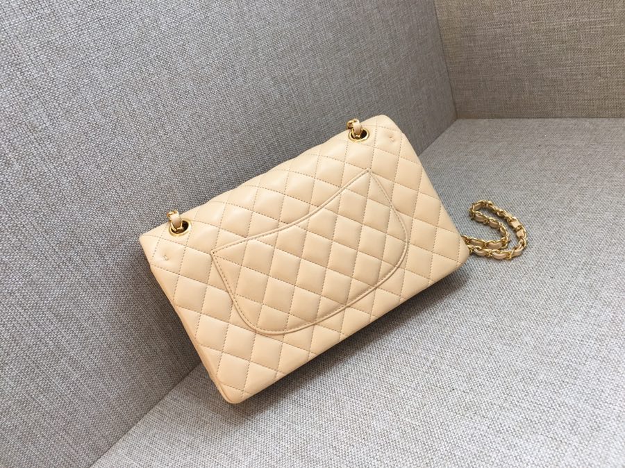 Medium Classic Flap Lambskin Bag AO1112 Apricot/Gold